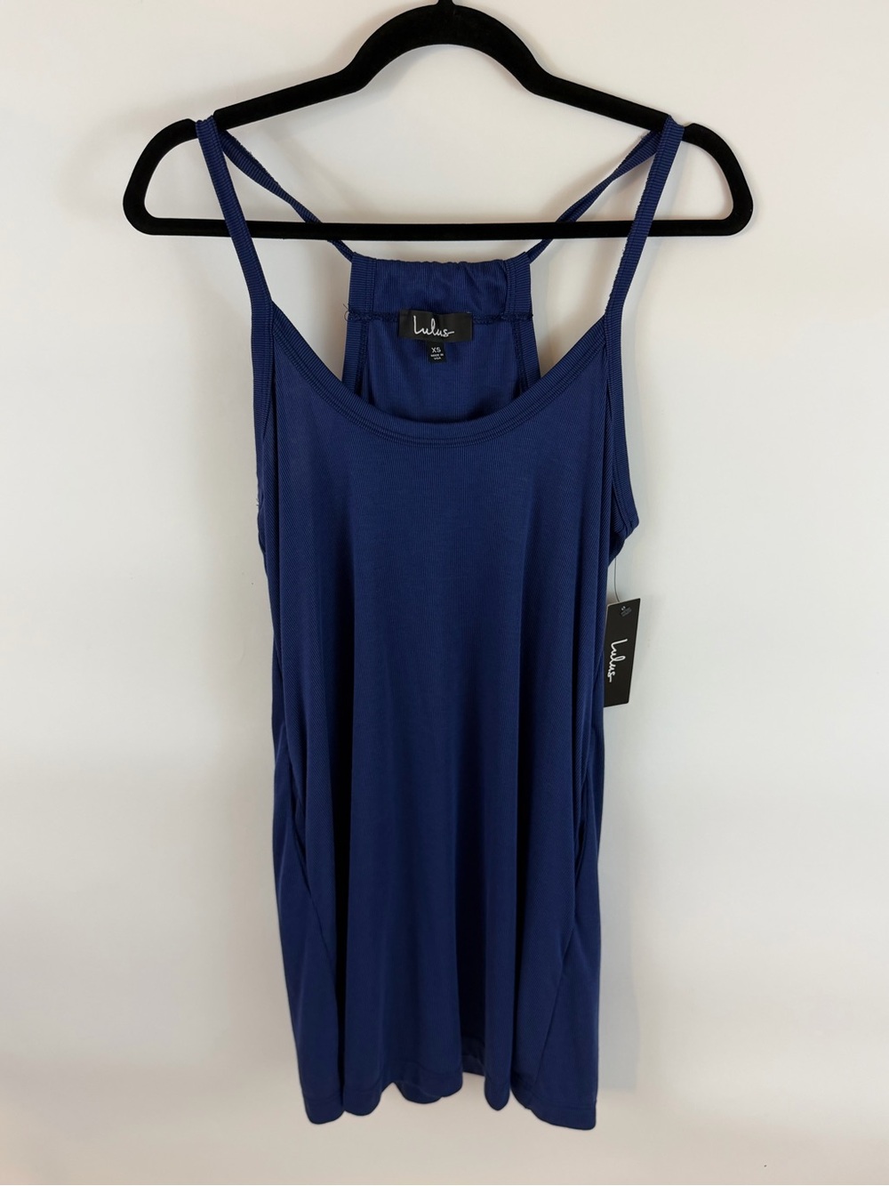 Chill Zone Navy Blue Ribbed Mini Swing Dress - Picture 3 of 8
